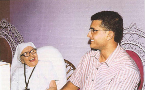 Sister enjoys a joke with Sri Sourav Ganguly, Indian Cricket Captain