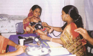 Health check-ups at the Clinic for sick and malnourished children