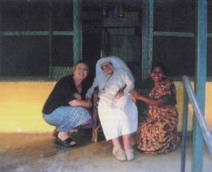 Sister Florence SE with her great-nice Emma Barley and Bonno who has served her faithfully for 29 years