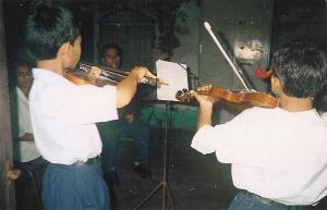 Junior boys practising